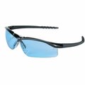 Mcr Safety Glasses, DL1 Black Frame, Light Blue Lens, 12PK DL113